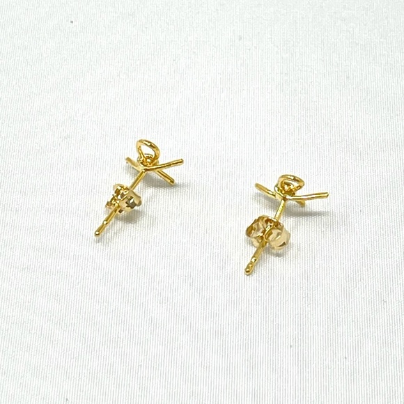 New Anthropologie Gold Bow Stud Post Earrings - Picture 2 of 4